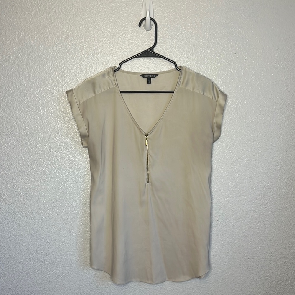 Express Size M Half Zip Champagne Dress Top